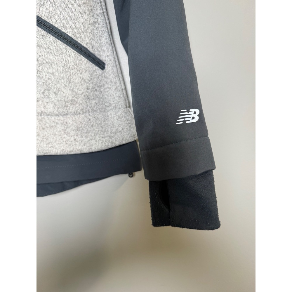 New Balance‎ Womens Petite PM Heathered Fleece Zip Up Jacket Heather Gray Black - Picture 3 of 9